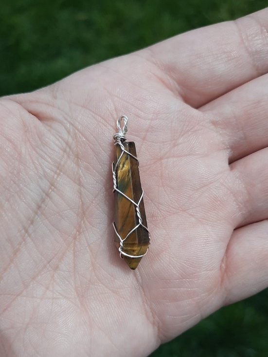 Handmade Other - Golden Tiger's Eye Wire Wrapped Point Pendant #4